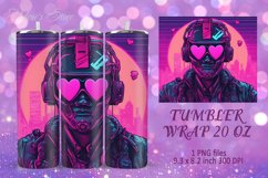 Neon Pink cyberpunk man Valentines tumbler wrap sublimation Product Image 1
