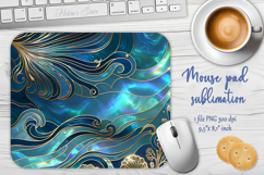 Iridescent blue ocean design sublimation design mouse pad Product Image 1