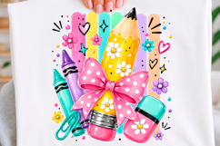Pencil &amp; Floral Teacher PNG Product Image 1