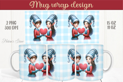 Cute elf kids with heart Mug wrap sublimation| Boy and girl Product Image 1