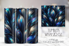 Bright feather blue tumbler 20 oz wrap sublimation design Product Image 1