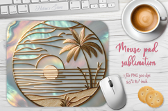 Summer beach mouse pad sublimation design| Iridescent &amp; gold Product Image 1