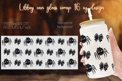 Coquette bow &amp; spider pattern Libbey Can Glass Wrap 16oz png Product Image 1