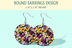 Spring Flowers earrings | Floral Round Earring sublimation Product Image 1