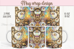 Happy Thanksgiving day mug wrap design png|Cute gold pumpkin Product Image 1