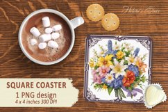 Floral bouquet square Coaster sublimation | Coaster square Product Image 1