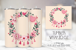 Pastel heart &amp; flowers straight skinny tumbler 20 oz wrap Product Image 1