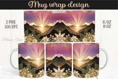 Fantasy mountains iridescent design mug wrap 15oz 11oz png Product Image 1
