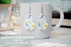 Watercolor roses flower Teardrop Earring sublimation design Product Image 1