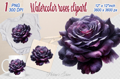 Watercolor Dark Aesthetic Roses Clipart| Gothic Dark Flower Product Image 1