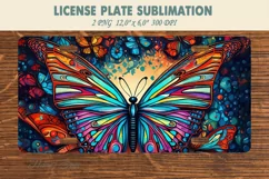 Car plate sublimation | Car plate PNG | Abstract Butterfly Product Image 1