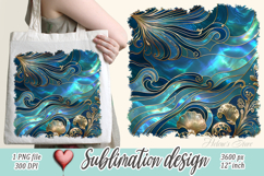 Blue ocean gold and pearl sublimation designs png | Sea life Product Image 1