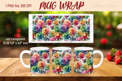 Bright Rainbow rose pattern mug wrap sublimation design png Product Image 1