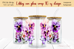 Cute Pansies flowers Libbey Can Glass Wrap 16oz design png Product Image 2
