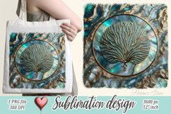 Aquamarine ocean gold and pearl sublimation design png Product Image 1