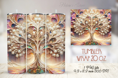 Fantasy Golden Tree tumbler 20oz wrap sublimation design png Product Image 1