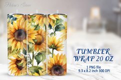 Tumbler Sublimation | 20oz Skinny Tumbler Wrap | Sunflower Product Image 1