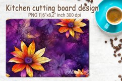 Watercolor flowers pattern design cutting board sublimation Product Image 1