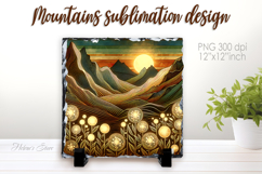 Magic mountains slate design png | Fanatsy night landscape Product Image 1