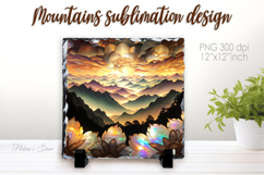 Magic mountains slate design png | Fanatsy night landscape Product Image 1