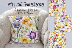 Spring flower pillow design | Watercolor Floral sublimation Product Image 1
