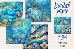 Sea life digital paper|Gold and pearl scrap booking graphics Product Image 1
