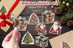 Christmas patchwork present gift stickers | Santa Claus png Product Image 1