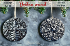 Christmas vintage round ornament sublimation designs PNG Product Image 1