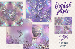 Hummingbird lilac pearl digital paper|Scrap booking graphics Product Image 1