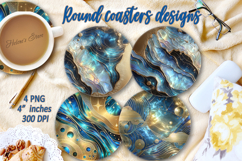 Fantasy Cosmic sky pearl round coaster sublimation designs Product Image 1