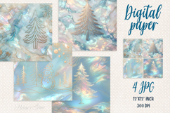 Christmas silver forest digital paper | Blue Scrap booking Product Image 1