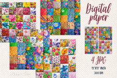 Patchwork farmhouse retro digital papers |Scrap booking jpeg Product Image 1