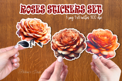 Bright rose flower printables stickers | Orange roses png Product Image 1