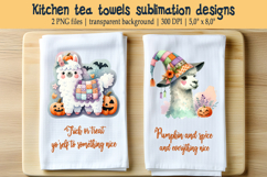 Witch llama and Halloween quote kitchen tea towel design Product Image 1