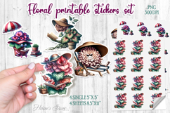 Funny flowers Sticker Design |Cute summer stickers template Product Image 1