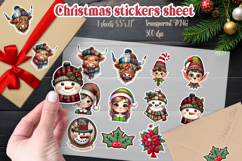Christmas patchwork printables stickers sheet| Highland cow Product Image 1