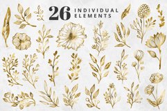 Golden Foil Floral Clipart Set | 28 Pcs | Transparent PNG Product Image 2