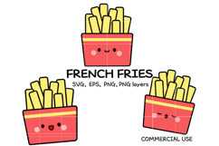 Kawaii French Fries SVG Bundle | Cute Fast Food Clipart | PN Product Image 1