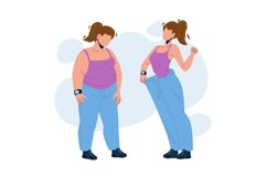 Loose Weight Woman Before And After Look Vector Product Image 1