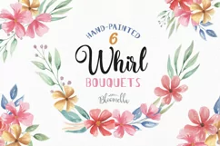 Bouquets Watercolor Floral Pink Whirl Flowers Peach Leaves Product Image 1