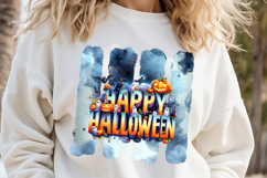 Happy Halloween cute brush strokes t shirt design png Product Image 1