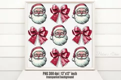 Coquette bow clipart sublimation PNG| Retro funny Santa face Product Image 1