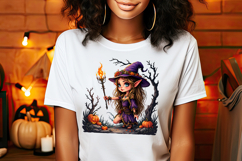 Cute watercolor Halloween elf girl sublimation design png Product Image 2