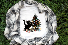 Christmas lights &amp; black cat clipart| Winter t shirt designs Product Image 1