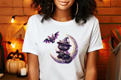 Cute Halloween clipart | Kawaii black cat sublimation design Product Image 2