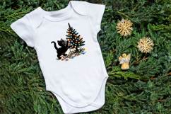 Christmas lights &amp; black cat clipart| Winter t shirt designs Product Image 3