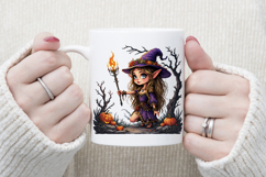 Cute watercolor Halloween elf girl sublimation design png Product Image 4