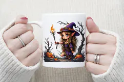 Cute watercolor Halloween elf girl sublimation design png Product Image 4
