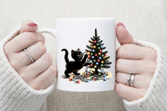 Christmas lights &amp; black cat clipart| Winter t shirt designs Product Image 4