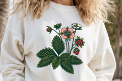 Wildflowers strawberry clipart | Vintage flowers graphics Product Image 1